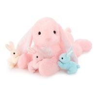 MorisMos 60cm Pâques Peluche Lapin Rose avec Bebe Mignon, Realiste Lapins en Peluche Geant XXL Doux, Idée Cadeau Noel pour Filles Enfant Anniversaire Pâques Décorations