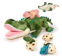 MorisMos 60cm Peluche Crocodile Maman et Bebe Kawaii Douce, Vert Animaux en Peluche Alligator Réaliste Mignon, Idee Cadeau Noel pour Garçon Fille Enfant Anniversaire Décoration