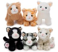 MorisMos 6Pcs Peluche Chat Set, Kawaii Chatons Jouet en Peluche, Réaliste Doux Cadeaux pour Enfants Anniversaire Noël Décorations