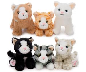 MorisMos 6Pcs Peluche Chat Set, Kawaii Chatons Jouet en Peluche, Réaliste Doux Cadeaux pour Enfants Anniversaire Noël Décorations
