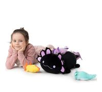 MorisMos Axolotl en Peluche XXL 60cm avec 3 Bébés dans Le Ventre,Coussin Super Doux et Mignon, Idée Cadeau Idée Cadeau Noël/Anniversaire (Noir)