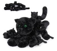 MorisMos Chat Peluche Géante XXL 52cm avec 4 Bébés dans Le Ventre, Grande Chat en Peluche Réaliste Douce Mignon, Idée Cadeau Noel pour Enfant Filles Garçons Anniversaire Décorations