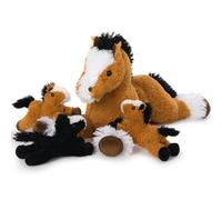 MorisMos Cheval Peluche Géante XXL 54 cm avec Bébés dans Le Ventre, Brun Grande Chevaux en Peluche Réaliste Douce Mignon, Idée Cadeau Noel pour Enfant Filles Garçons Anniversaire Décorations