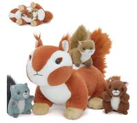 MorisMos Chipmunk Peluche Géante XXL 45cm avec 3 Bébés dans Le Ventre,Grande Chipmunk en Peluche Réaliste Douce Mignon, Idée Cadeau Noel pour Enfant Filles Garçons Anniversaire Décorations