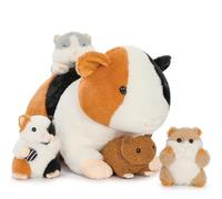 MorisMos Cochon d'Inde Peluche Géante XXL 50 cm avec Bébés dans Le Ventre, Réaliste Cobaye en Peluche Grande Douce Mignon, Idée Cadeau Noel pour Enfant Filles Garçons Anniversaire Décorations