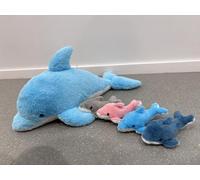 MorisMos Dauphin Peluche Géante XXL 52cm avec 4 Bébés dans Le Ventre,Grande Dauphin en Peluche Réaliste Douce Mignon, Idée Cadeau Noel pour Enfant Filles Garçons Anniversaire Décorations