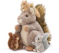 MorisMos Ecureuil Peluche Géante XXL 40 cm avec Bébés dans Le Ventre, Réaliste Écureuils en Peluche Grande Douce Mignon, Idée Cadeau Noel pour Enfant Filles Garçons Anniversaire Décorations
