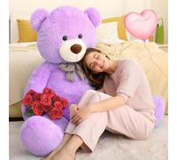 MorisMos Grand Ours en Peluche Nounours Geant Violet 180cm, XXL Kawaii Ourson Peluche Geante Douce, Mignonne Cadeau Saint Valentin pour Femme Enfant Filles Garçon Amies Anniversaire Décorations Fête