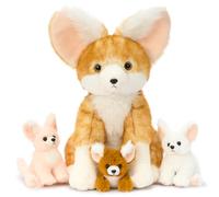 MorisMos Grand Peluche Renard, 44 Cm Maman Fox avec 3 BéBé CâLin à L'IntéRieur, Animaux en Peluche, Kawaii Cadeaux pour Enfants DéCo FêTe d'anniversaire