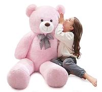MorisMos Grande Ours en Peluche Nounours Geant Rose 120cm, Doudou Geante Teddy Bear XXL, Cadeaux de Noël,Mignonne Cadeau Saint Valentin pour Filles Enfant Femme Amies Anniversaire Décorations Fête