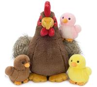 MorisMos Gros Poulet en Peluche Jouet Doux, 30cm Poulet Maman avec 3 BéBé CâLin à L'IntéRieur, Idee Cadeau de pâques pour bébé Enfants Filles Garcon Anniversaire Decoration