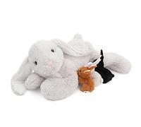 MorisMos Lapin Peluche Geant XXL Gris, 60 cm Realiste Lapins en Peluche Maman et Bebe Mignon Doux, Idée Cadeau Noel pour Enfant Filles Garçons Pâques Anniversaire Décorations