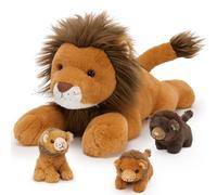 MorisMos Lion Peluche Géante XXL 50 cm avec Bébés dans Le Ventre, Brun Grande Lions en Peluche Réaliste Douce Mignon, Idée Cadeau Noel pour Enfant Filles Garçons Anniversaire Décorations