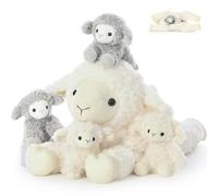 MorisMos Mouton Peluche Géante XXL 55 cm avec Bébés dans Le Ventre, Réaliste Moutons en Peluche Grande Douce Mignon, Idée Cadeau Noel pour Enfant Filles Garçons Anniversaire Décorations