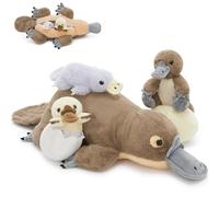 MorisMos Ornithorynque Peluche Géante XXL 55 cm avec Bébés dans Le Ventre, Grande Canard en Peluche Réaliste Douce Mignon, Idée Cadeau Noel pour Enfant Filles Garçons Anniversaire Décorations
