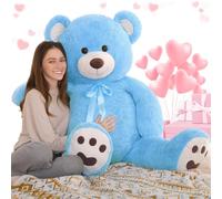 MorisMos Ours en Peluche Géant 120cm - Nounours Saint Valentin XXL, Peluche Ours Bleu Douce et Câline, Cadeau d'amour pour Petite Amie, Femme, Enfant, Filles, Amoureux, Noël & Anniversaire