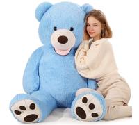MorisMos Ours en Peluche Géant 130cm - Nounours Saint Valentin XXL, Peluche Ours Bleu Douce et Câline, Cadeau d'amour pour Petite Amie, Femme, Enfant, Filles, Amoureux, Noël & Anniversaire