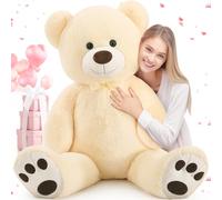 MorisMos Ours en Peluche Géant 130cm - Nounours Saint Valentin XXL, Peluche Ours Jaune clair-noir Douce et Câline, Cadeau d'Amour pour Petite Amie, Femme, Enfant, Filles, Amoureux, Noël & Anniversaire