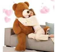 MorisMos Ours en Peluche Géant 130cm - Nounours Saint Valentin XXL, Peluche Ours Marronr Douce et Câline, Cadeau d'amour pour Petite Amie, Femme, Enfant, Filles, Amoureux, Noël & Anniversaire