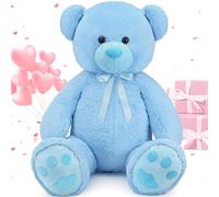 MorisMos Ours en Peluche Géant 150cm - Nounours Saint Valentin XXL, Peluche Ours Bleu Sourire Douce et Câline, Cadeau d'amour pour Petite Amie, Femme, Enfant, Filles, Amoureux, Noël & Anniversaire