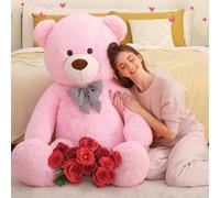 MorisMos Ours en Peluche Geant Rose 150cm, Grand Nounours Doudou Peluche Geante XXL Câlin,Cadeaux de Noël, Cadeau Saint Valentin Mignonne pour Femme Enfant Filles Garçon Amies Anniversaire