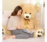 MorisMos Ours en Peluche Geante Brun Clair, Kawaii Nounours Geant XXL 1m50, Grosse Teddy Bear Mignonne Douce, Cadeau d'anniversaire pour Bebe Fille Enfant Garçon Noel Saint-Valentin