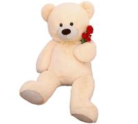MorisMos Ours en Peluche Nounours Geant 130cm, Gros Doudou Teddy Bear Geante XXL Beige Mignonne,Cadeaux de Noël, Idée Cadeau Saint Valentin pour Femme Enfant Filles Amie Anniversaire Fête