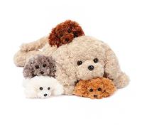MorisMos Peluche Chien Realiste, 60cm Chien en Peluche Maman avec 4 Kawaii Chiots, Mignon Animaux Jouet Grande Cadeau pour Filles Garçons Anniversaire Noël Décoration
