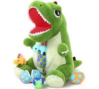 MorisMos Peluche Dino Géant XXL, 50cm Mom Dinosaure Doux avec Kawaii Bébé, Vert Dinosaure Animaux en Peluche Grande Cadeau pour Enfants NoëL Anniversaire