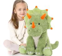 MorisMos Peluche Dinosaure Geant, 60cm Vert Dino Triceratops Jouets en Peluche Kawaii Douce Grande Mignon Animaux Cadeau Grosse pour Enfants Petite Amie NoëL Anniversaire