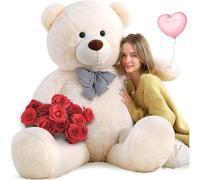 MorisMos Peluche Ours Geant XXL 150cm, Kawaii Nounours en Peluche Geante Ivoire Doux, Grand Doudou Teddy Bear Douce Câlin Cadeau Mignonne pour Femme Enfant Filles Saint Valentin Anniversaire Mariage