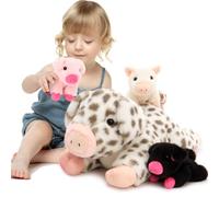 MorisMos Pigteddy Peluche en forme de cochon géant avec 3 bébés dans le ventre Taille XXL Cadeau d'anniversaire Noël