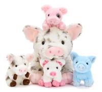 MorisMos Pigteddy Peluche en forme de cochon géant avec 4 bébés dans le ventre Taille XXL Cadeau d'anniversaire Noël