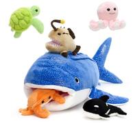 MorisMos Requin Baleine Peluche Géante XXL 60cm avec 5 Bébés dans La Bouche,Grande Requin Baleine en Peluche Réaliste Douce, Idée Cadeau Noel pour Enfant Filles Garçons Anniversaire Décorations