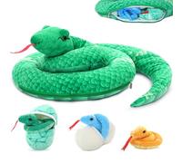 MorisMos Serpent Peluche Géante XXL 140 cm avec Bébés dans Le Ventre, Grande Serpents en Peluche, Idée Cadeau Noel pour Enfant Filles Garçons Anniversaire Décorations