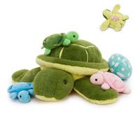 MorisMos Tortue Peluche Géante XXL 45cm avec 4 Bébés dans Le Ventre,Grande Tortue en Peluche Réaliste Douce Mignon, Idée Cadeau Noel pour Enfant Filles Garçons Anniversaire Décorations