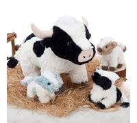 MorisMos Vache Peluche Géante XXL 52cm avec 3 bébés dans Le Ventre,Grande Vache en Peluche Réaliste Douce Mignon, Idée Cadeau Noel pour Enfant Filles Garçons Anniversaire Décorations