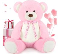 MorisMos XXL Ours en Peluche Geant 120cm, Rose Nounours Géant 1.2m Kawaii Peluche Géante avec Ventre Blanc Grand Teddy Bear Cadeau pour Enfant Anniversaire Saint Valentin Decoration