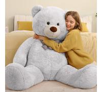 MorisMos XXL Ours en Peluche Geant 140cm, Gris Nounours Géant 1.4m Kawaii Peluche Grand, Animaux en Peluche Jouet Grosse Teddy Bear Cadeau pour Enfant Anniversaire Saint Valentin Decoration