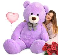 MorisMos XXL Ours en Peluche Geant 140cm, Violet Nounours Géant 1.4m Kawaii Peluche Grand, Animaux en Peluche Jouet Grosse Teddy Bear Cadeau pour Enfant Anniversaire Saint Valentin Decoration