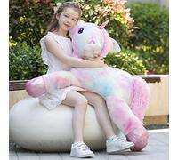 MorisMos XXL Peluche Licorne Geante, 110cm Rose Licorne Grande Peluche Arc-en-Ciel pour Fille, Doux Jouet Cadeau Doux pour Enfant Anniversaire Noël Décoration