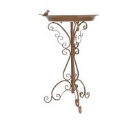 Moritz Bain pour oiseaux - Aspect rouille - Marron - Avec petit oiseau sur le bol d'eau - Hauteur : 73 cm - Décoré - Résistant au gel