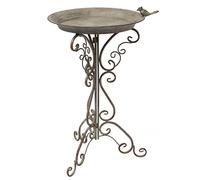Moritz Bain pour oiseaux - Vert antique - Avec petit oiseau sur le bol d'eau - Hauteur : 73 cm - Décoré - Résistant au gel