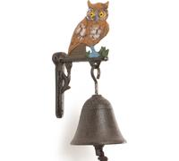 Moritz Cloche de porte Cloche hibou Oiseau sur mur Cloche murale Décoration de jardin Fonte Rustique Style antique Design Rétro Sonnette