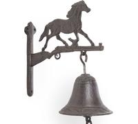 Moritz Cloche de porte Cloche Western Cheval Fusil Cowboy Cloche murale Décoration de jardin Fonte Rustique Style antique Design Rétro Sonnette