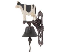 Moritz Cloche murale en fonte - Motif vache tachetée - Noir et blanc - Hauteur : 38,5 cm - Style antique - Marron