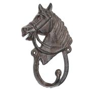 Moritz Crochet mural en forme de tête de cheval en fonte - Aspect vintage - Décoration murale - Style maison de campagne - Pour couloir, vestiaire, écurie - Marron - 16,5 x 11 x 4 cm - Crochet en fer