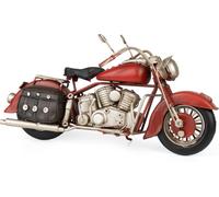 Moritz Décoration en tôle Moto avec bagage rouge Décoration en tôle Modèle réduit de voiture Rétro Pièce de collection Vintage Décoration Nostalgie Style antique