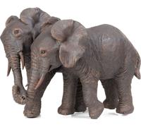 Moritz Deko-Figura Couple d'éléphants familiers se tenant la main en polyrésine marron foncé Idée de décoration Idée de stand Monde animal africain Statue Sculpture