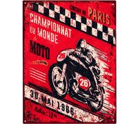 Moritz Deko Panneau en tôle Course de moto Circuit De Paris Panneau métallique Design rétro vintage pour la décoration Décoration murale